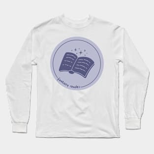 Fantasy reader magic book with stars in a pale blue circle (fantasy books) Long Sleeve T-Shirt